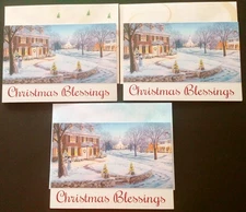 "Christmas Blessings", (3) Leanin' Tree Christmas Cards, New With (3) Envelopes
