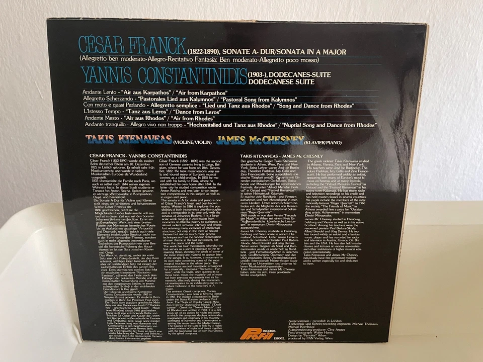 KTENAVEAS & McCHESNEY CONSTANTINIDIS SUITE & FRANCK SONATA STEREO - UK - NM - Image 3 of 3