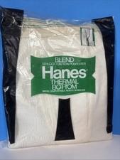 VTG 1977 NOS Hanes Thermal Underwear Bottom Size Med 34/36 White Long Johns USA