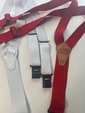 Lot of 2 Original Perry Suspenders Red White Heavy Duty Elastic Clip-On Braces