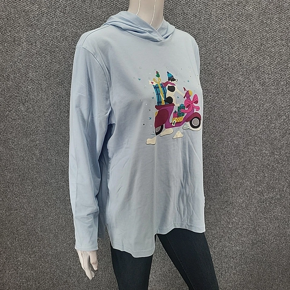 Christopher and Banks 女式现代图形连帽衫小号 X-大号蓝色 — 第 3/4 张图片