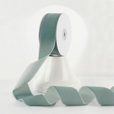 French Blue Velvet Ribbon 1.5 inch x 10 Yards Single Face Dusty Blue