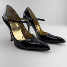 Dolce & Gabbana Black Patent Leather Mary Jane Pointed Toe Pumps  Size 38