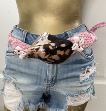 Fabulous VINTAGE 80s Pink ROPE and SEASHELLS BELT O/S