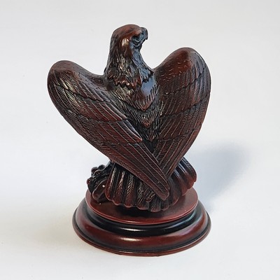 Vintage Small Eagle In Cherry Color Statue  Figurine on the Stand 5''x3.5''