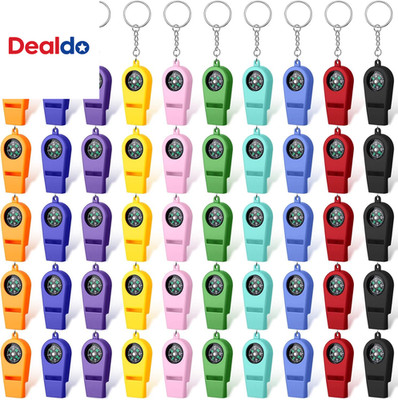 50 Pcs 2 in 1 Compass Whistles with Keychains, Emergency Survival Whistle Bulk,