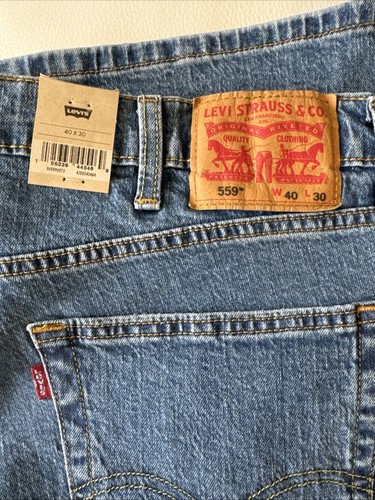 New - Levi's 559 Relaxed Straight Stretch Blue Jeans Mens Size 40x30 - Picture 3 of 6