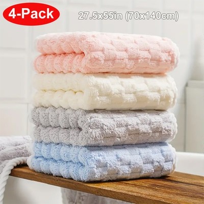 Pack Luxury Microfiber Bath Towels Set Soft Absorbent Quick-Dry