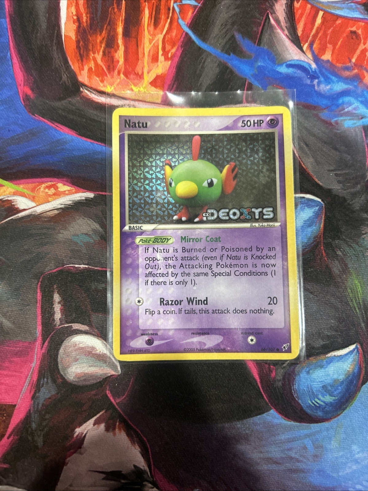 VINTAGE POKEMON 2005 NATU 66/107 Ex DEOXYS - REVERSE HOLO -STAMPED - NM