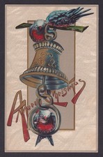 UNITED STATES, Postcard, Merry Christmas 1908, Birds with bell
