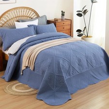 Super King Quilt 128x120 California King Bedspread All Season-Soft Coverlet Blue