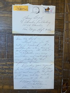 Signed personal letter from Jack Elam with post office marked envelope from 1970