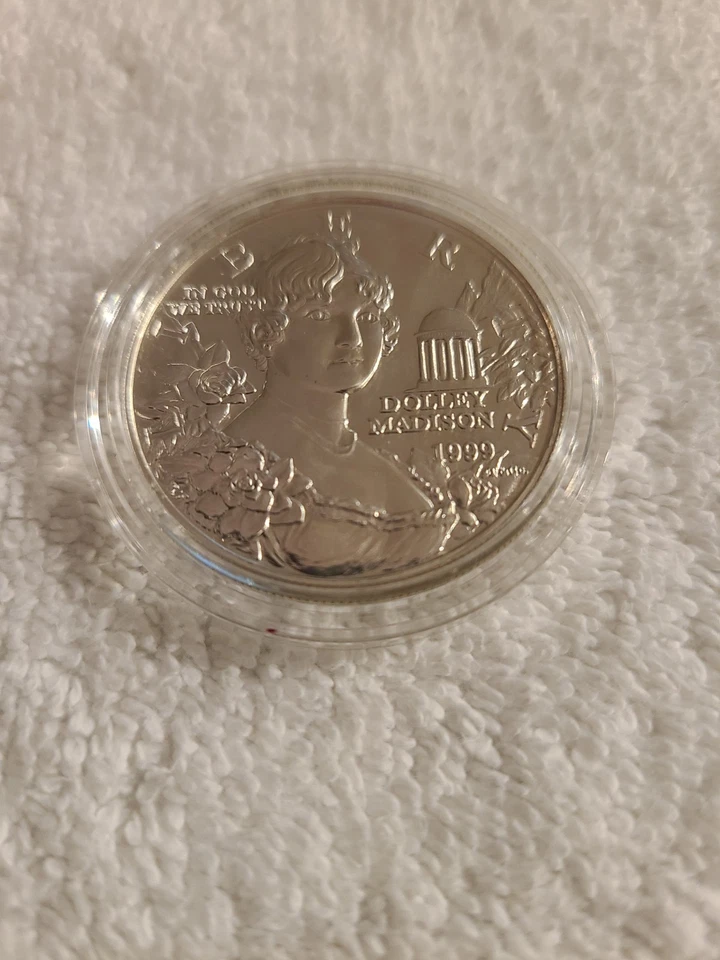 United States Mint 1999 Dolley Madison Commemorative Coin Unc. Silver Dollar COA - Image 2 of 4