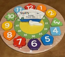 Classic Games Colorful Clock 12pc Wooden Teaching Puzzle 8.6 In