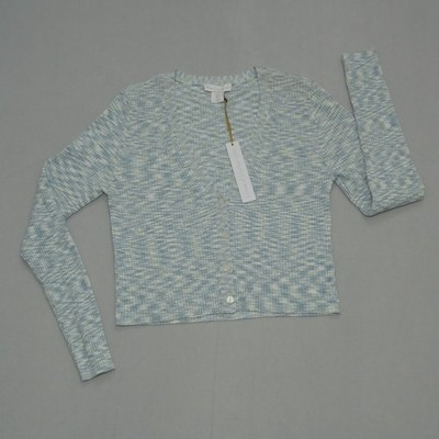 House of Harlow 1960 Blue/White Ribbed Long-Sleeve V-Neck Cardigan Ladies (S)