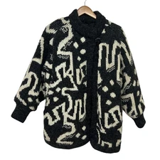 VTG Statement Carlisle Couture Geometric Wool Sweater Coat M Art to Wear