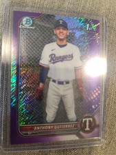 ANTHONY GUTIERREZ 2022 BOWMAN CHROME PURPLE SHIMMER REFRACTOR 1st /250 Rangers