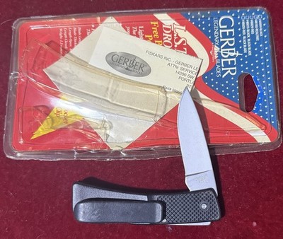 Gerber 400 Black Lockback Made in USA Delrin Handle Original Packaging