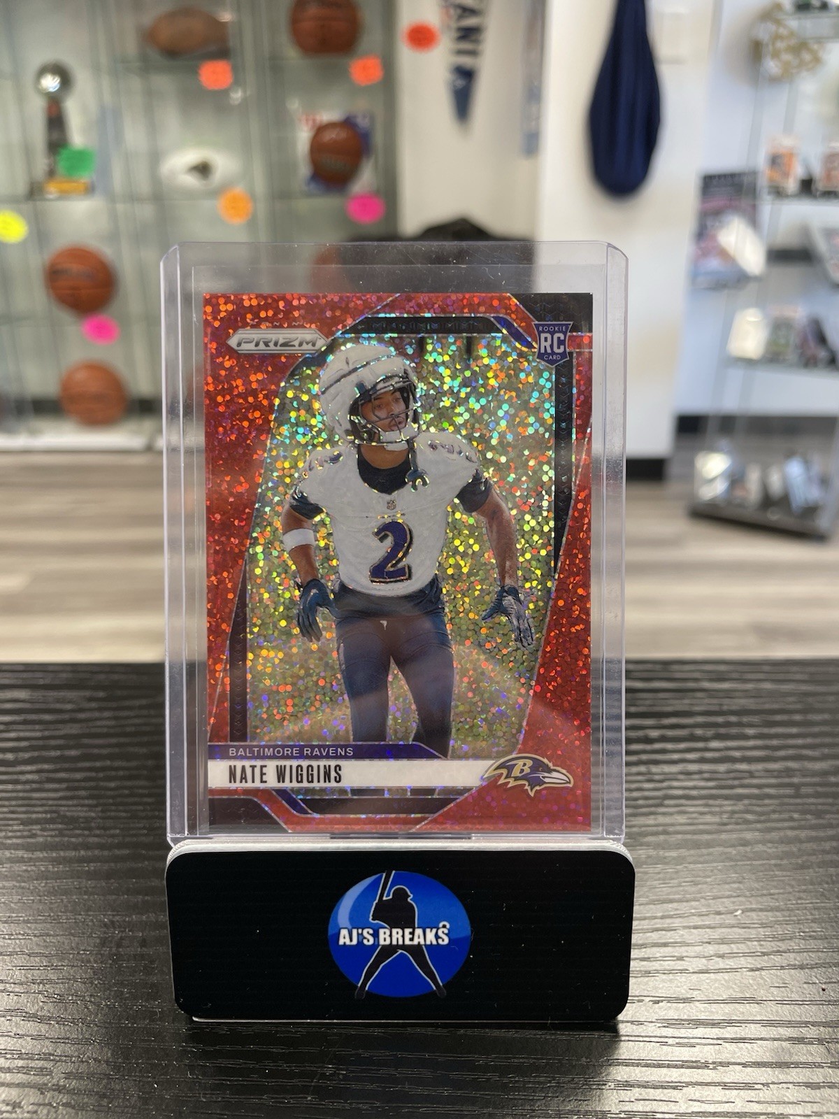 2024 Panini Prizm Football Nate Wiggins Red Sparkle RC #380 JS
