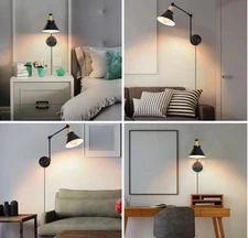 Modern Black Gold and Cream Dimmable Adjustable Wall/Table Lamp Set