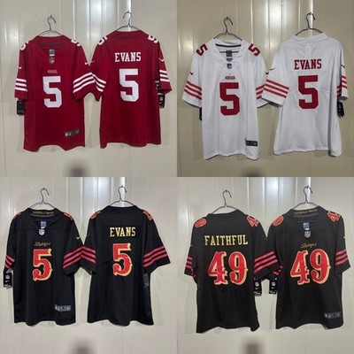 2026 Men's 49ers EVANS #5 FAITHFUL #49 Black/White/Red Stitched Jersey  S-3XL