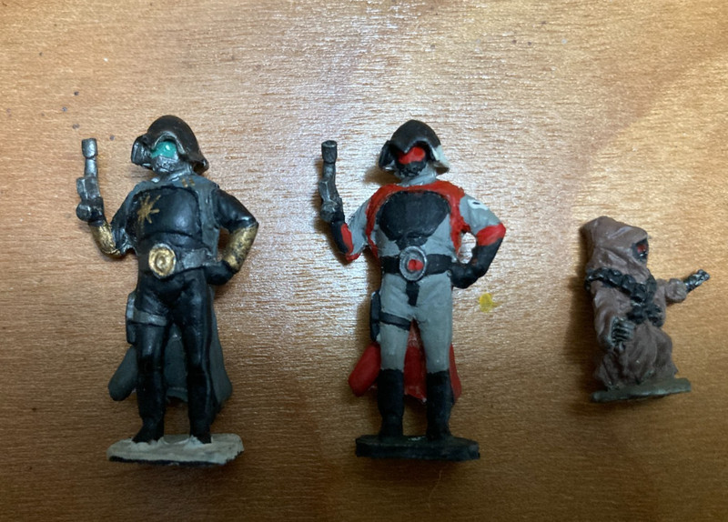 Star Wars - 25mm 1970s metal wargaming figures: Jawa, 2 Imperial officers (?)