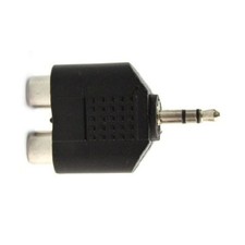 1 PIECE - 3.5mm STEREO MALE PLUG TO 2 x RCA FEMALE JACKS - ADAPTER  12-7530