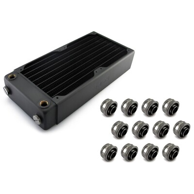 XSPC RX240 V3 Radiator & 1/2'' x 3/4'' Black Nickel Compression Fitting 12-Pack