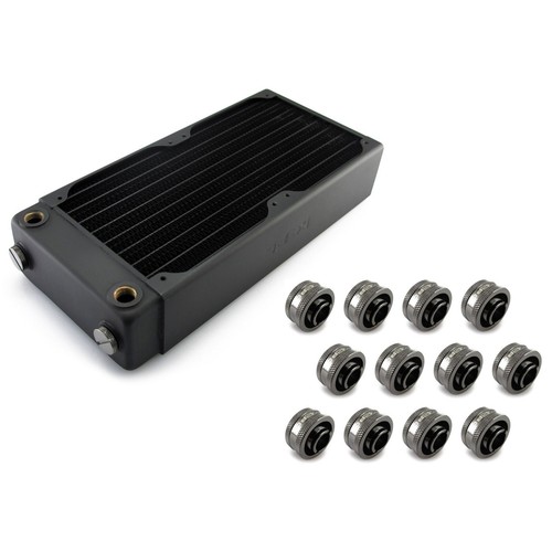 XSPC RX240 V3 Radiator & 1/2" x 3/4" Black Nickel Compression Fitting 12-Pack - Picture 1 of 7