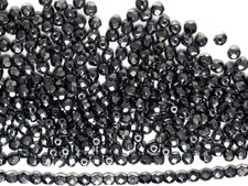 600 Preciosa Czech Glass Round Faceted Fire Polished Beads 4mm Jet Hematite full