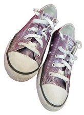 Preowned Size 3 Juniors Purple Glitter Converse Chuck Taylors Low Tops Chucks