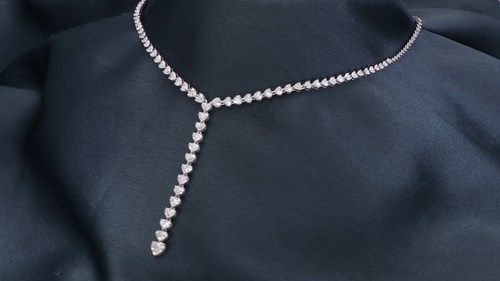 Heart Lab Grown CVD Diamond Lariat Necklace 14k White Gold Wedding Gift 6.84 Ct. - Video 1 of 1