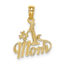 14K Yellow Gold Polished 1 Mom Pendant D3926
