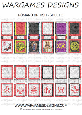 28mm Dark Ages Romano British Banners - Sheet 3 FOG, DBA, Hail Caesar, Impetus 