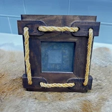  Vintage Rustic Style Wood Photo Frame Mini Brown Cottagecore Picture Display