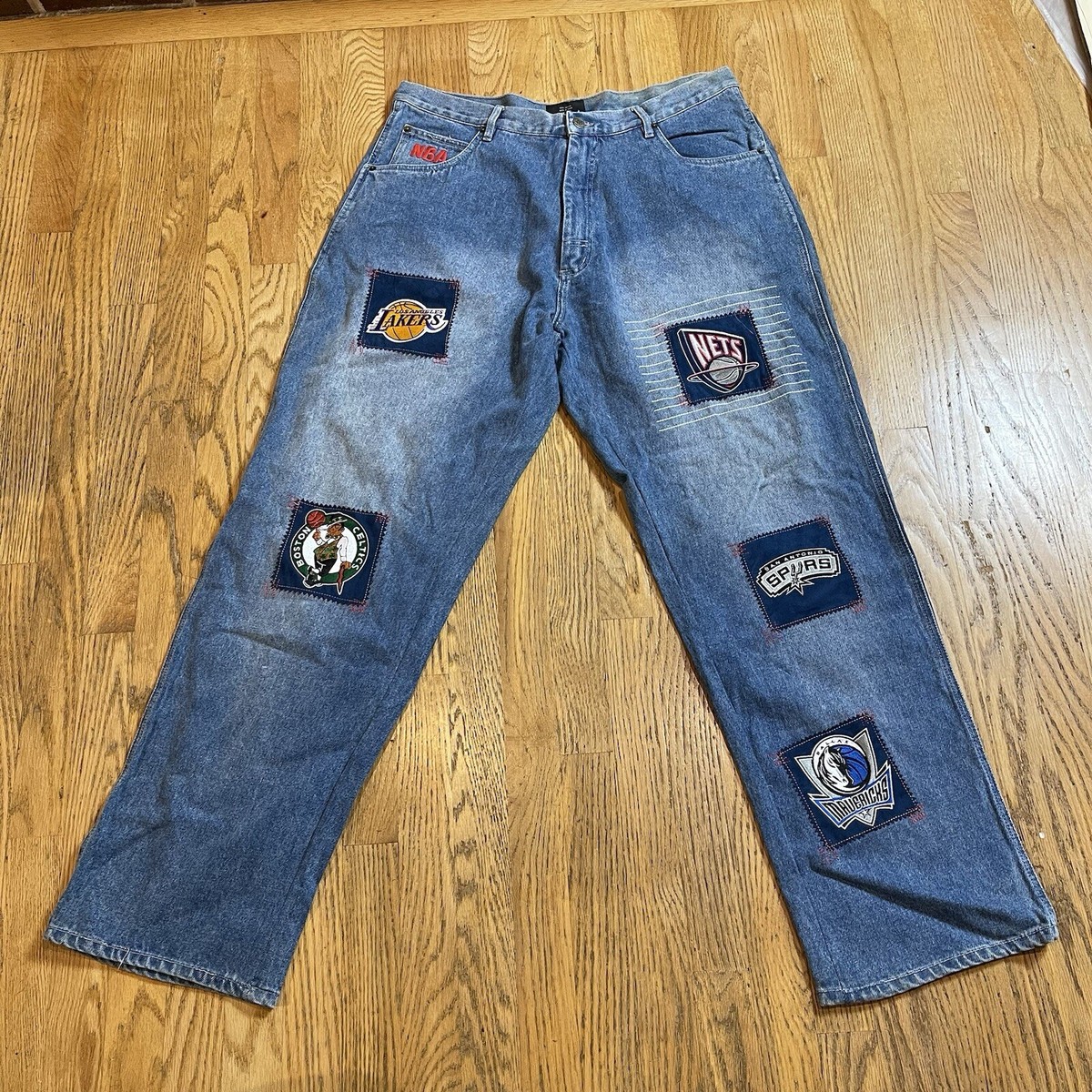 NWT Unk Embroidered Jeans NBA Knicks Lakers & More Basketbal 36 x