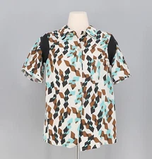 MARNI Abstract Geometric Print Button Front Short Sleeve Shirt Size 46 (US 10)