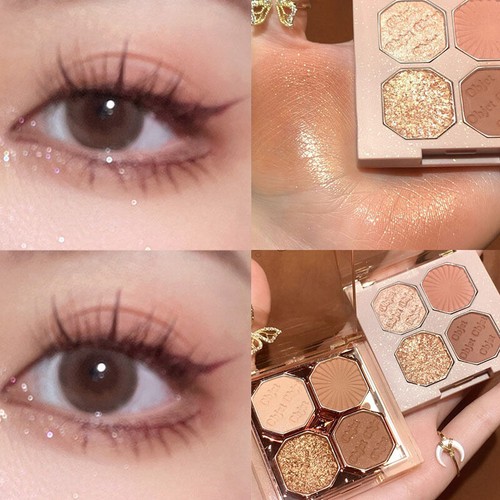 Mixed 4 Color Matte Nude Eyeshadow Palette Pearlescent Shadow Face Highlight ⁿ - Picture 7 of 18