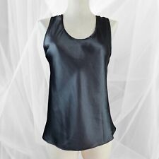 Vintage CINEMA ETOILE Liquid Black SATIN Dressy TANK TOP Size Large Career
