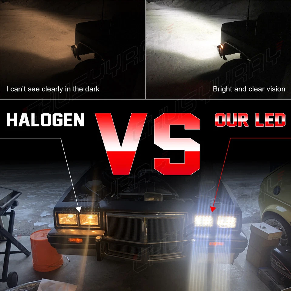 Faros LED de haz alto bajo blanco para Chevrolet R10 R20 R30 1987 1988 - 4x 4x6" Foto 3 de 4