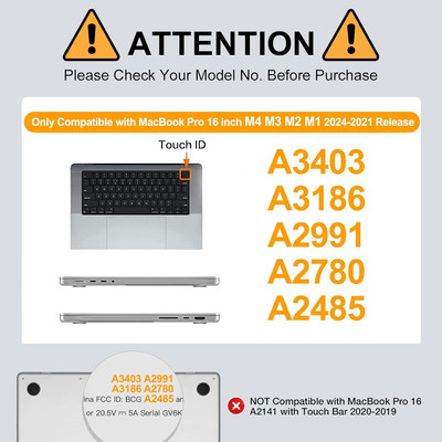 Compatible with MacBook Pro 16 inch Case 2025 2024 2023 2022 2021 Release M4 ...