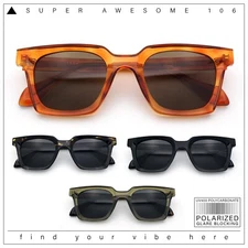 Polarized Beveled Thick Horn Rim Retro Hipster Gentlemanly Sunglasses