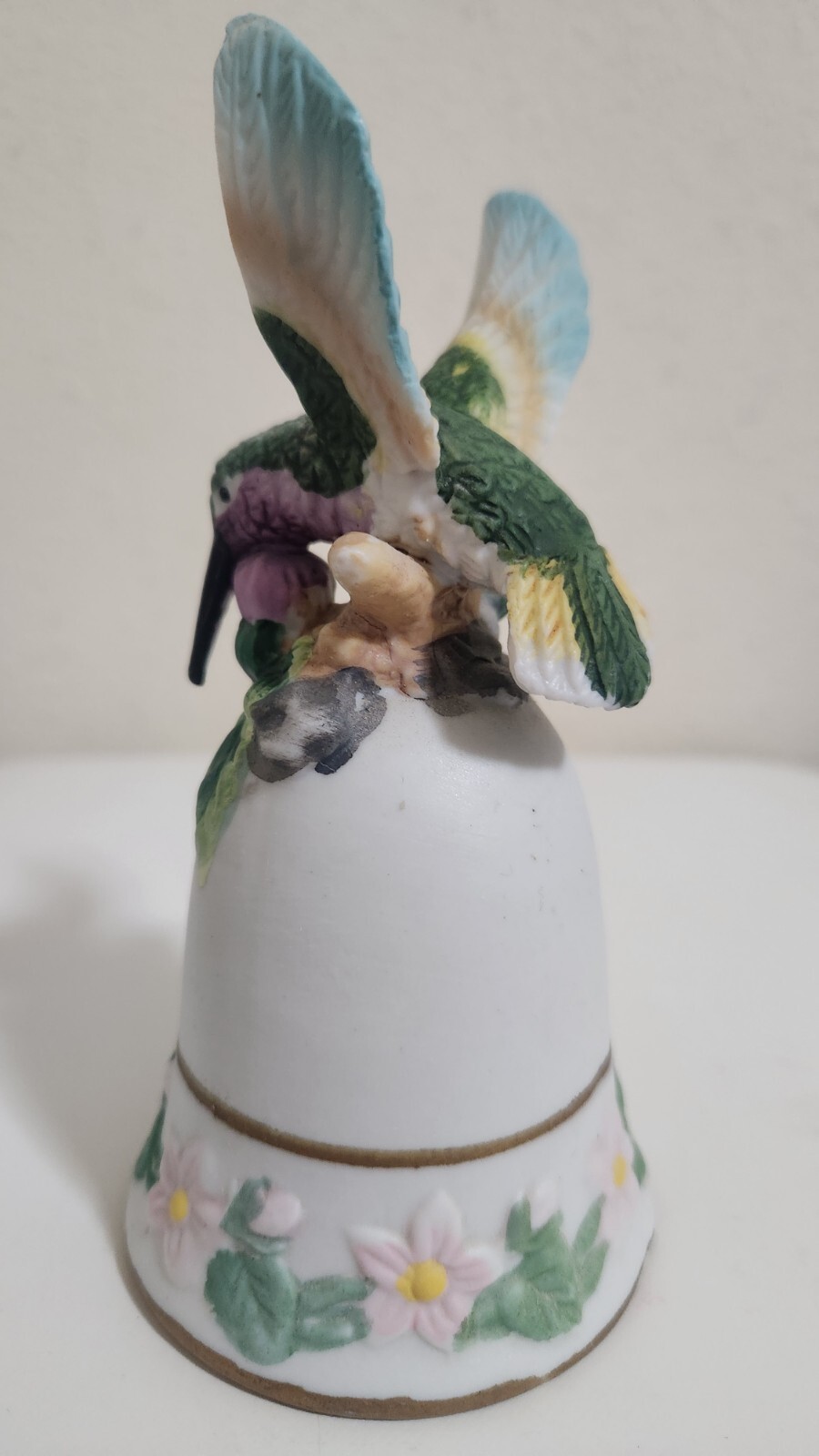 Classic Treasures Porcelain Collectible Hummingbird Dinner Bell Smoke Free Home