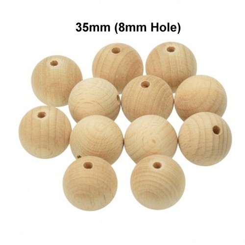 Natural Round Wooden Beads Balls Untreated Plain Wood Hole (6mm-80mm) - Picture 18 of 31