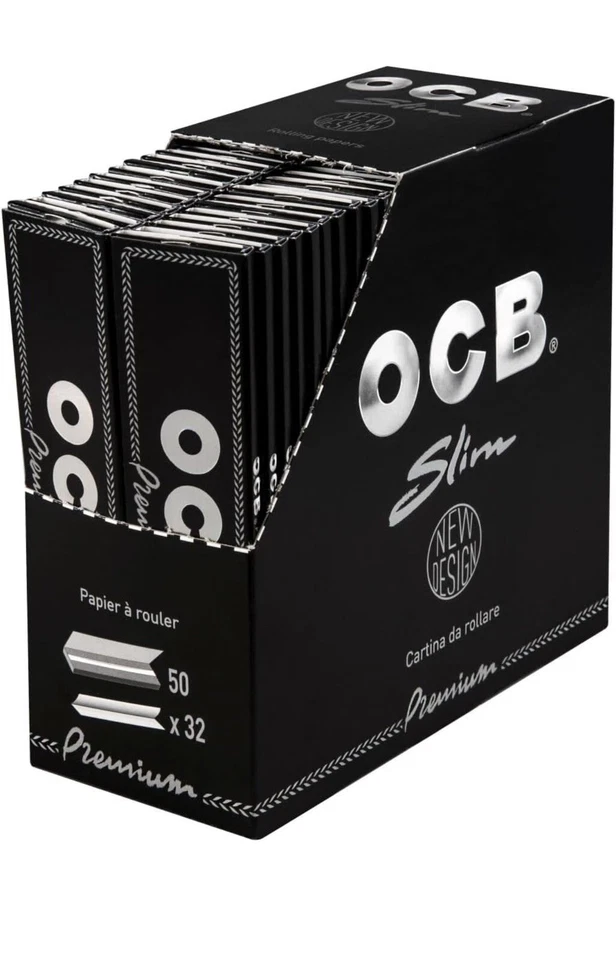 OCB 1600 Feuilles à Rouler Long Slim (Lot de 50) Noir, 1 pièce