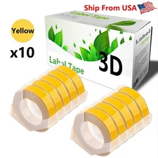 10-Yellow Roll Compatible for Dymo 3D Plastic Embossing Tape Xpress Label Maker