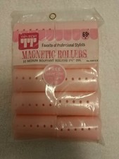 Vintage Hair Rollers Magnetic Medium Bouffant Rollers Pack of 10 1 1/2 inch