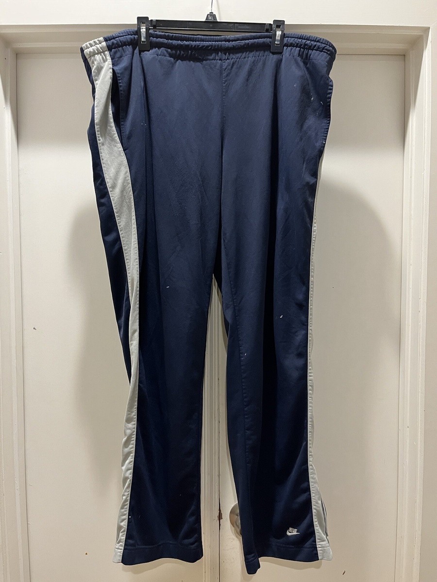 VTG Nike Track Pants Mens 2XL Blue Stripe Navy Baggy Wide Leg Y2K