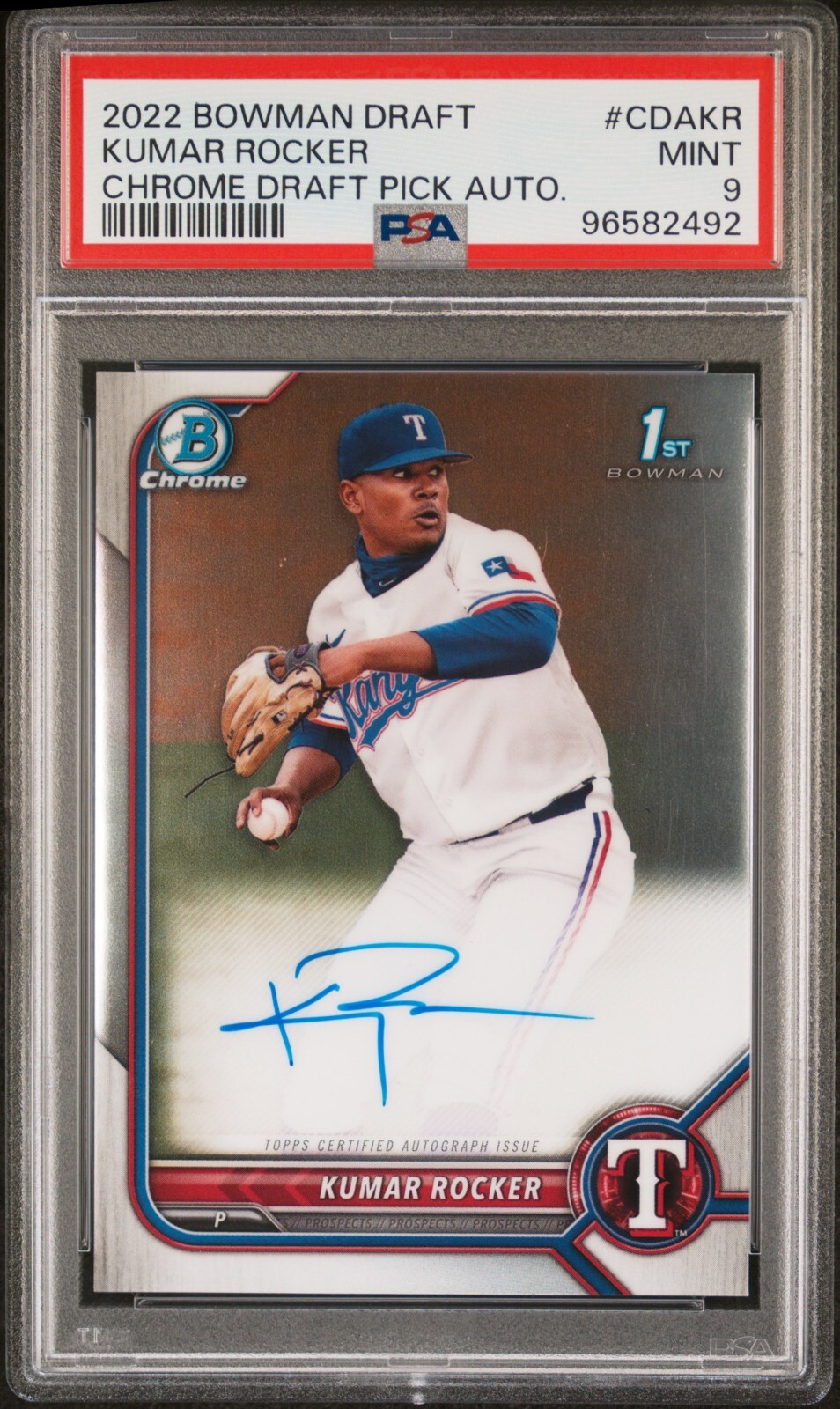 2022 Bowman Draft Chrome Kumar Rocker Auto #CDAKR PSA 9 MINT Prospect 1st