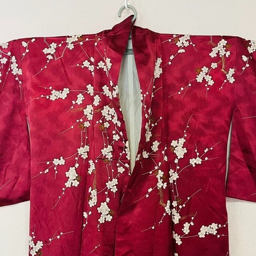 Vintage Kimono Yukata Women's Cherry blossom Deep pink Glamorous Elegance 0615 - Picture 2 of 21